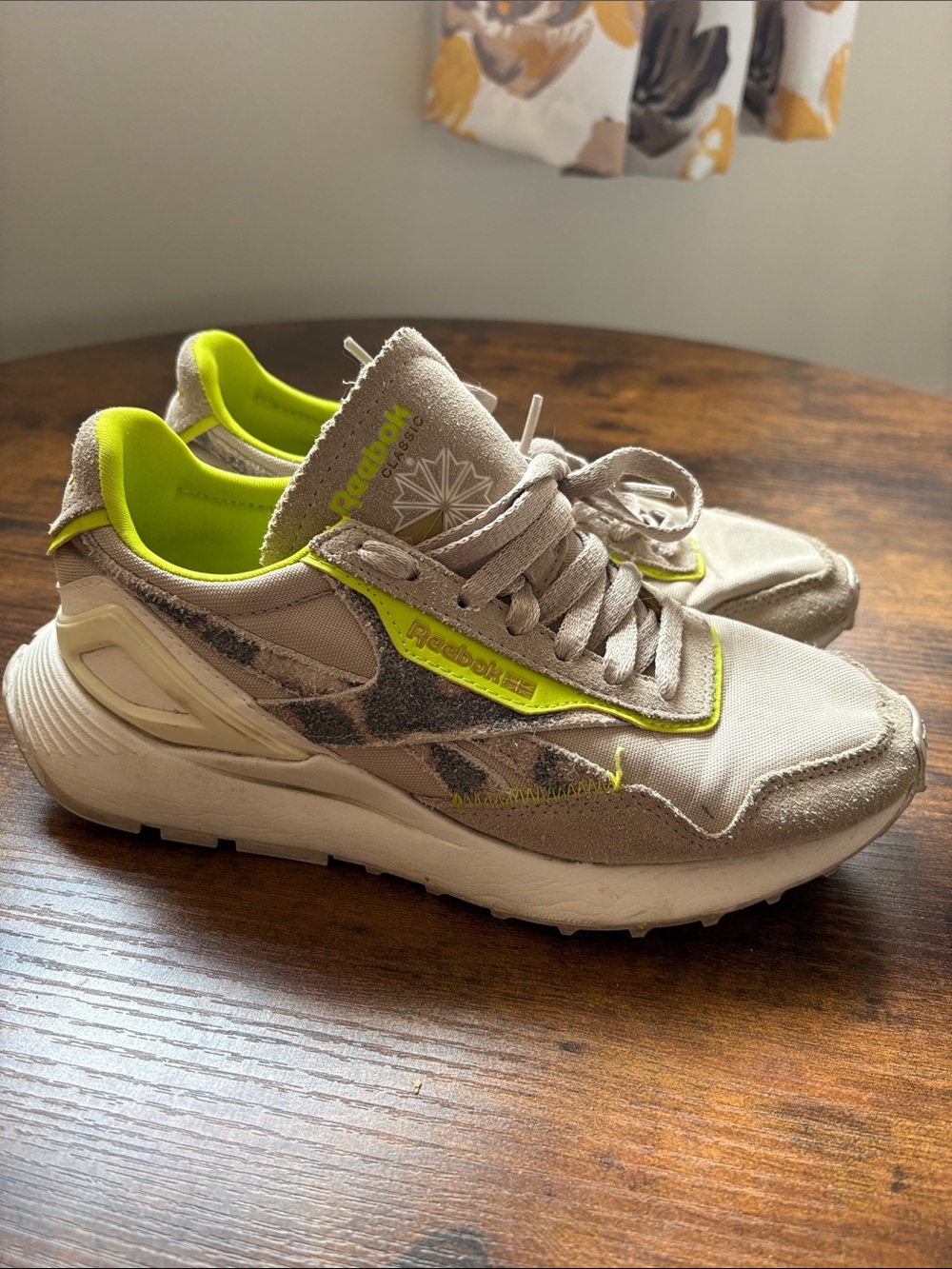 Reebok Classic Legacy AZ sneakers in beige and leopard Women’s 6.5